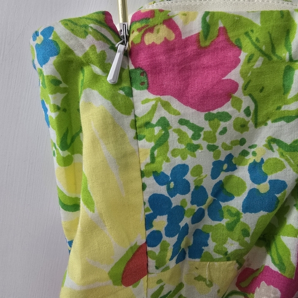 Lilly Pulitzer Franco Blue Eyed Girl Tie Back Strapless Multicolor Floral Dress - Picture 8 of 16